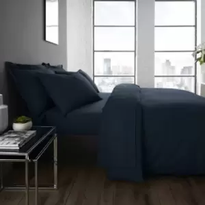 Image of Plain Dye Collection Easy Care Duvet Cover Set, Navy, Super King - Serene