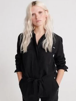 image of Superdry Desert Military Jumpsuit, Black, Size 8, Women