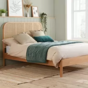 image of Olivia's Maggie Rattan Bed in Oak / Kingsize