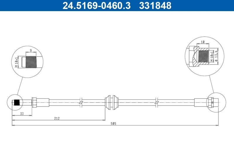 Image of ATE Brake hose ATE 24.5169-0460.3