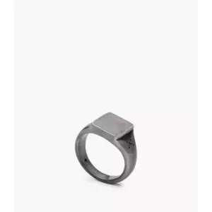 Image of Fossil Mens Vintage Casual Adventurer Silver-Tone Stainless Steel Signet Ring - Silver