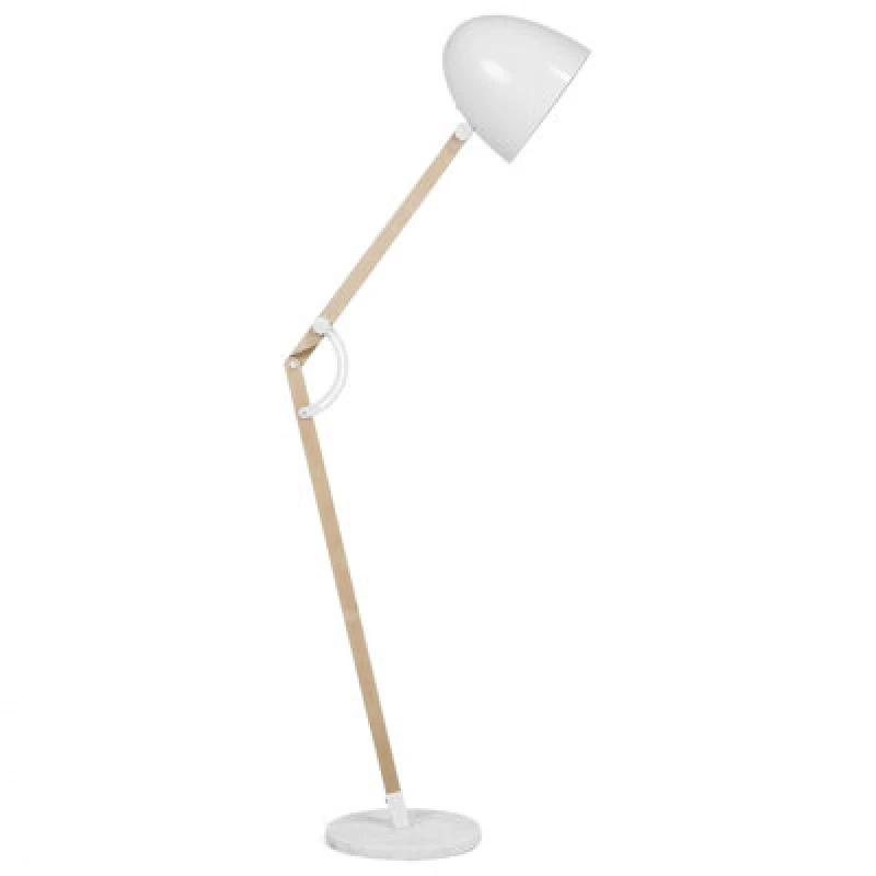 Image of Beliani Floor Lamp Hetton Adjustable Oak Wood White