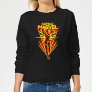 Image of Captain Marvel Freefall Womens Sweatshirt - Black