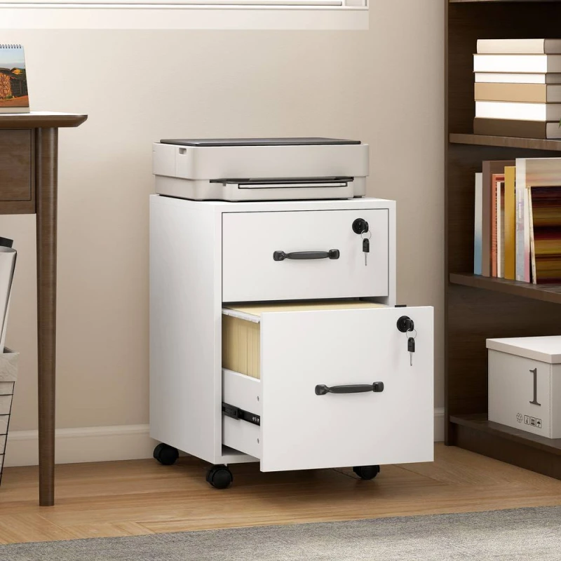 Image of HOMCOM Roll File Cabinet with Drawer, Organiser Letter Size, White White Unisex