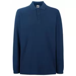 image of Fruit Of The Loom Mens Premium Long Sleeve Polo Shirt (S) (Navy)