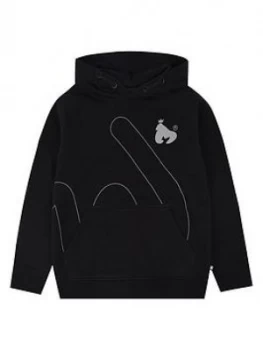 Image of Money Boys Large Signature Logo Overhead Hoodie - Black, Size 9-10 Years