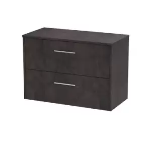 Image of Hudson Reed Juno 800mm Wall Hung 2 Drawer Vanity & Worktop - Metallic Slate