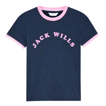 Image of Jack Wills Blackmore Flocked Ringer T-Shirt - Navy