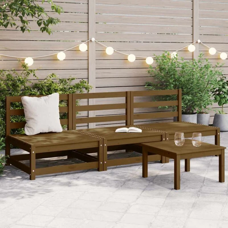 Image of VIDAXL Garden Middle Sofas 3 pcs Honey Brown Solid Wood Pine Vidaxl 8720286355060