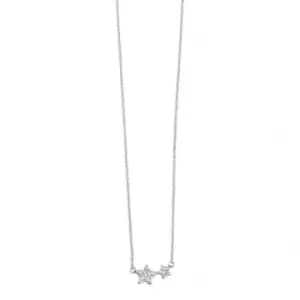 Image of Beginnings Sterling Silver N4103C Clear Cz Double Star Necklace