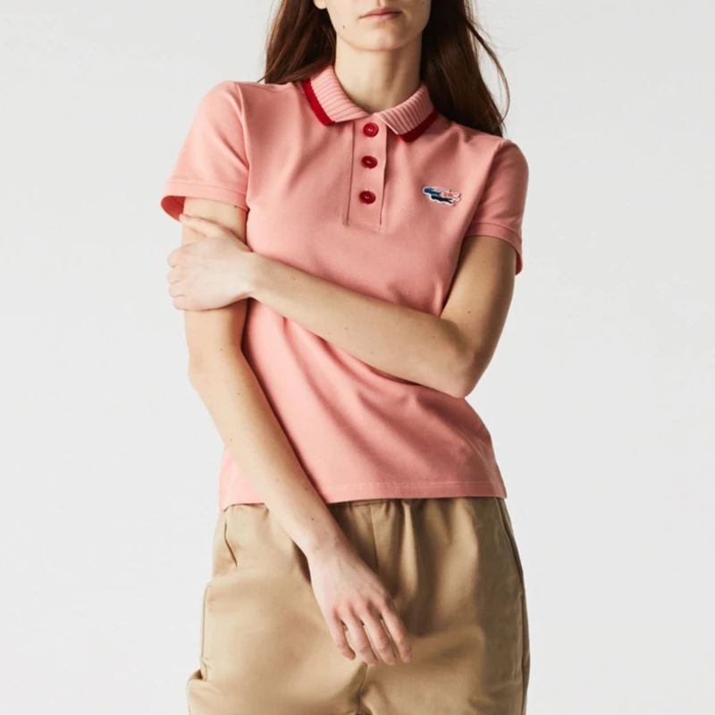 Image of Lacoste Slim Fit Crocodile Organic Cotton Piqu Polo Shirt - Pink Pink 8