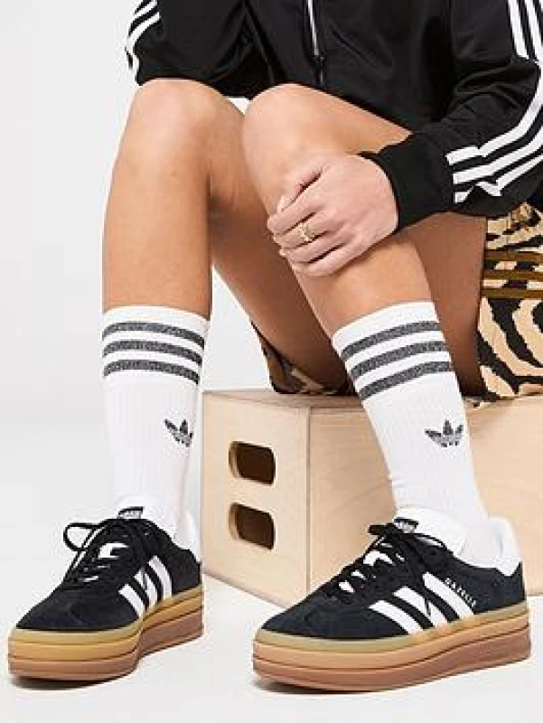 Image of adidas Originals Gazelle Bold Trainers Black/White/Gum female 6 (39.3)