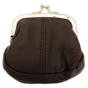Image of Womens/Ladies Soft Leather Coin Purse With Metal Clasp (One Size) (Brown)
