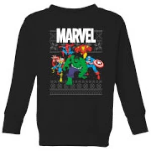 Image of Marvel Avengers Group Kids Christmas Sweatshirt - Black - 11-12 Years