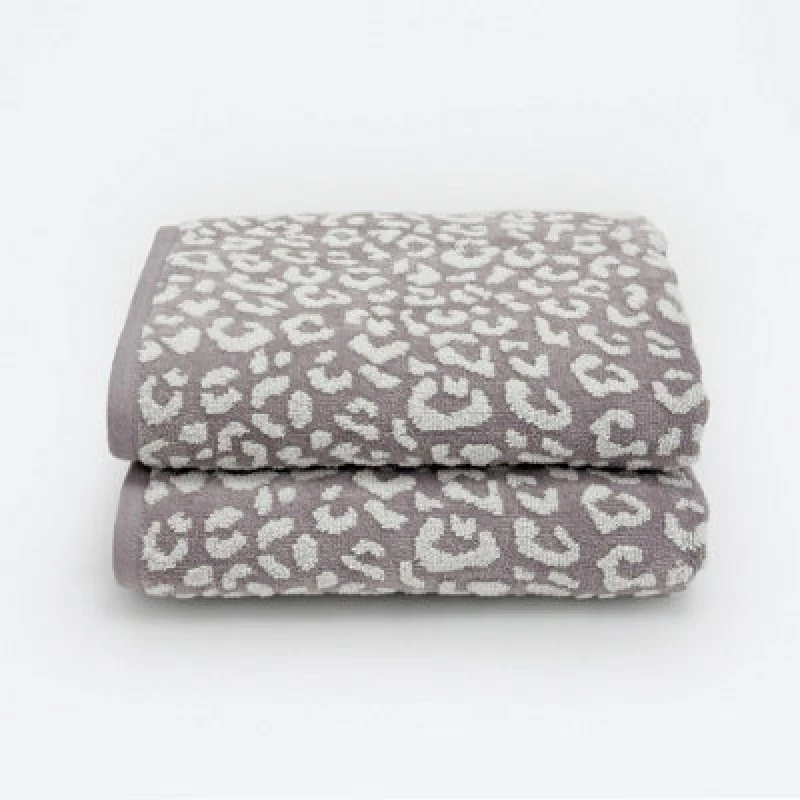 Image of Allure Bath Fashions Luxury Zero Twist Leopard Print Bath Towels Pack Of 2 - 100% Cotton