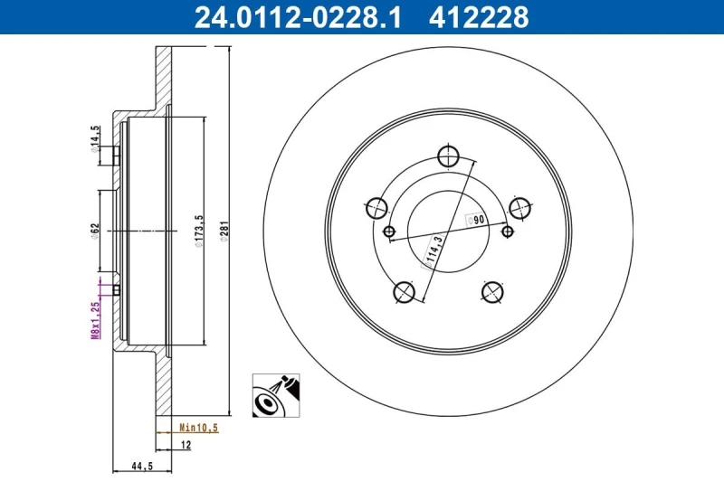 Image of Brake disc ATE 24.0112-0228.1