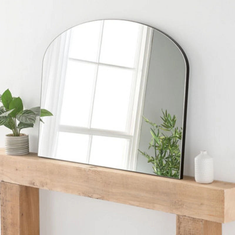 Image of Yearn Mirrors Yearn Mirrors Minimal Plain Mantle Mirror Black 91(w) x 69cm(h) Black One Size Unisex 0716053067531