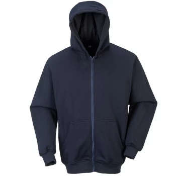 Image of Portwest - FR81NARL - sz L FR Zip Front Hooded Sweatshirt - Navy