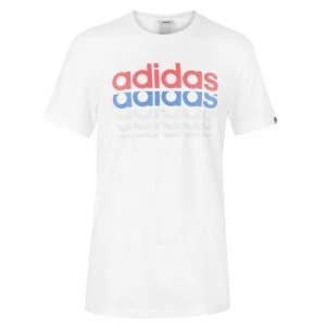 image of adidas Repeat Linear T Shirt Mens - Wht/Red/Blue