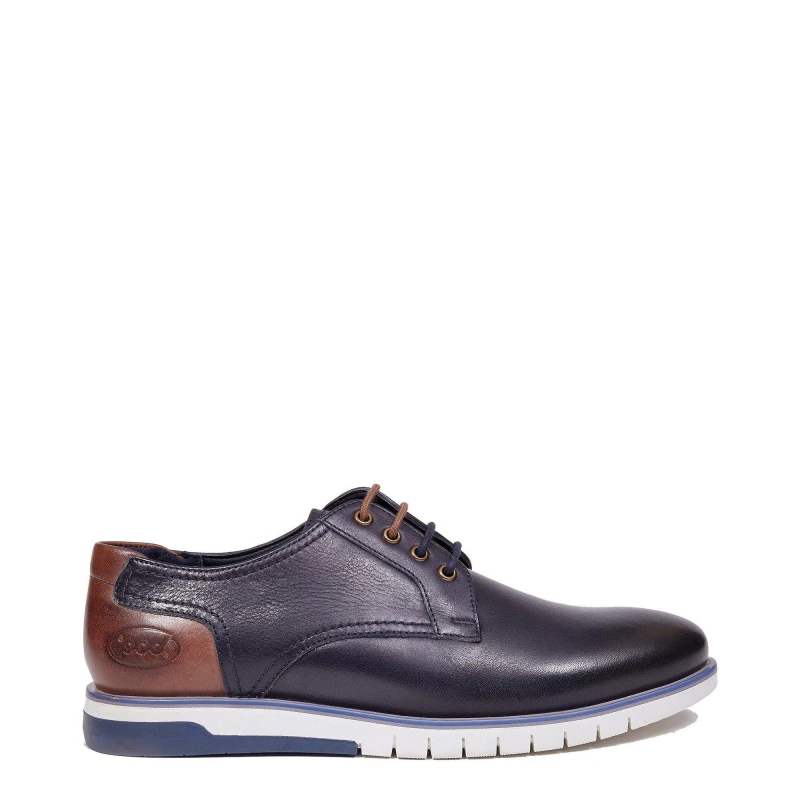 Image of Pod Mens Cillian Lace Up Leather Oiled Shoes UK Size 10 (EU 44) Navy POD029-NAVY-10