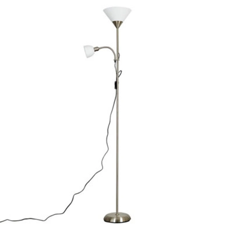 Image of ValueLights ValueLights Mozz Mother & Child Uplighter Floor Lamp with Side Lamp and LED Bulbs in Silver Silver One Size Unisex 5059406025426