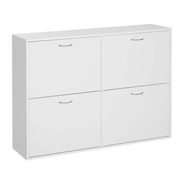 image of HOMCOM Wooden Shoes Cabinet Multi Flip Down Shelf Drawer Organizer White