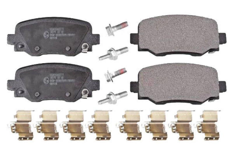 Image of SWAG 33 10 6412 Brake pad set Rear Axle, with acoustic wear warning, with fastening/mounting material, with fastening material Brake Pad Set,disc bra