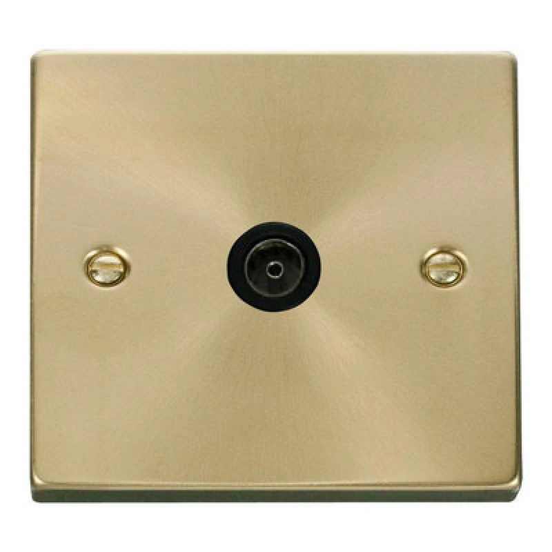 Image of SE Home Satin / Brushed Brass 1 Gang Single Coaxial TV Socket Gold