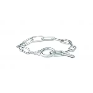 image of Sterling Silver Zirconia Ring Clasp Link Bracelet A2133-051-14-L19