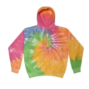 image of Colortone Unisex Rainbow Tie Dye Pullover Hoodie (M) (Black)