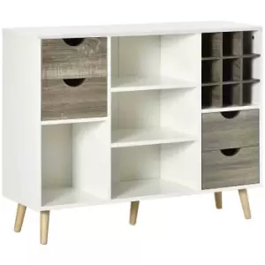 Image of HOMCOM Kitchen Sideboard Storage Cabinet With Removable Wine Holder - Grey
