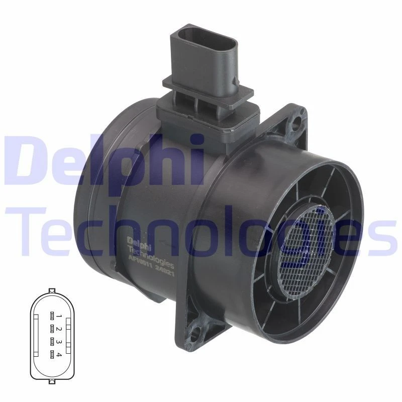 Image of DELPHI AF10511-12B1 Mass air flow sensor with housing Air Mass Sensor (3926)
