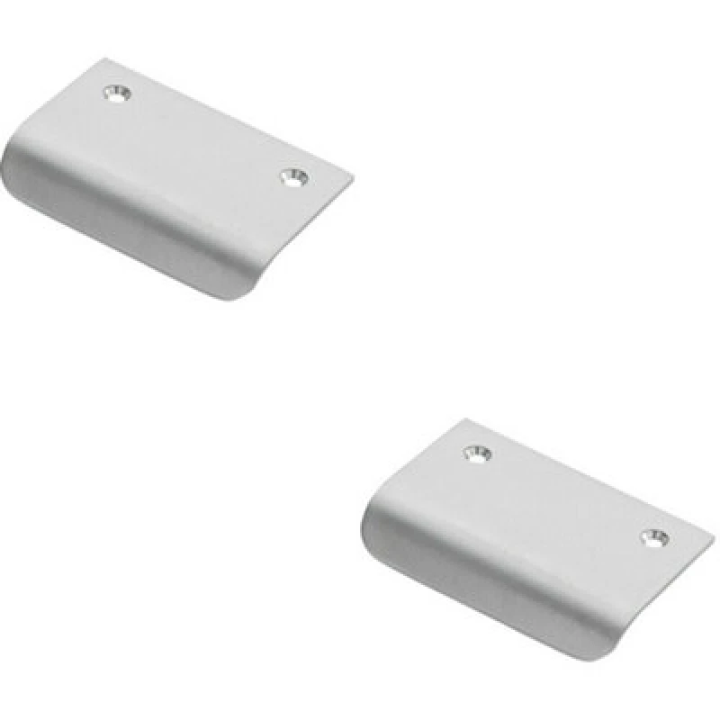 Image of Loops 2x Semi Concealed Cabinet Finger Pull Handle 52mm Fixing Centres Satin Chrome Multi unisex