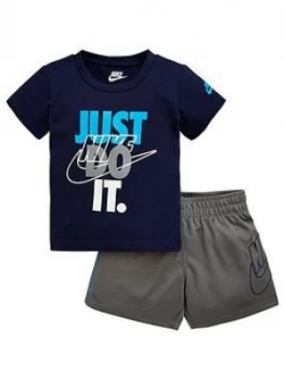 Image of Nike Sportswear Toddler Boys JDI Tee and Shorts Set - Navy Grey, Navy/Grey, Size 12 Months