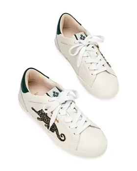 image of kate spade new york Womens Ace Leopard Lace Up Low Top Sneakers