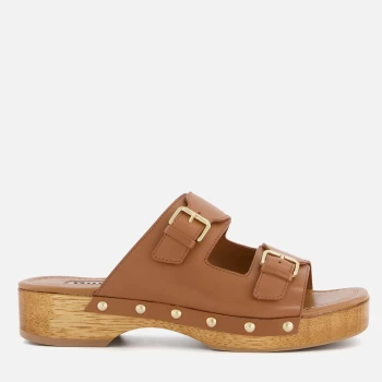 Image of Dune Womens Juniper Leather Clog Sandals - Tan - UK 4