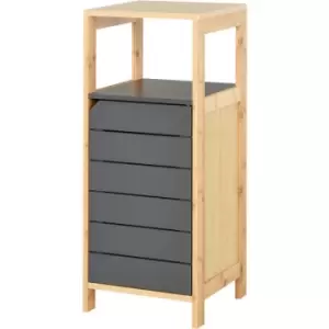 Image of Bathroom Storage Cabinet Floor Standing Bath Storage Unit w/ Shelf Grey - Homcom