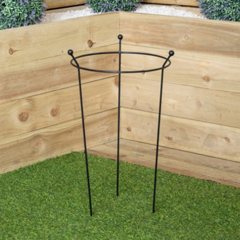 Image of Samuel Alexander Tom Chambers Cottage Heavy Duty Black Metal Steel Herbaceous Garden Plant Support Ring Small 60cm x 35cm Black