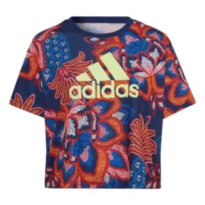 Image of adidas FARM Rio Graphics T-Shirt (Plus Size) Womens - Mystery Blue / Hi-Res Yellow