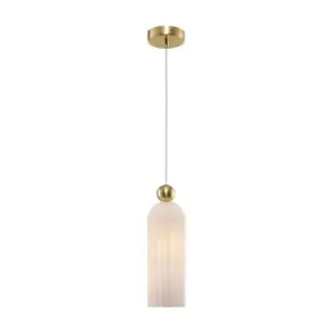 image of Antic Modern Slim Pendant Ceiling Light Gold, Glass White Shade