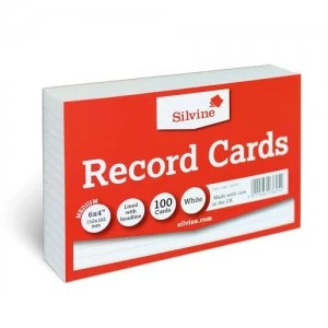 image of Value Record Cards 152 x 102mm 170g/m2 Feint Ruled Landscape White 100