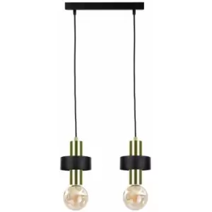 Image of Keter Unica Bar Pendant Ceiling Light Black, Gold, 50cm, 2x E27