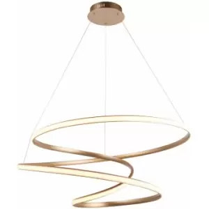 Image of Satin Gold Large Ceiling Pendant Tape Light & Matt White Diffuser Warm White led