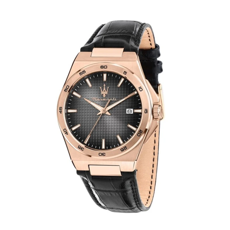 Image of Maserati R8851153001 Velocita Slim Black Leather Strap Watch - W81306