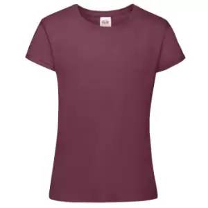 Image of Fruit Of The Loom Girls Sofspun Short Sleeve T-Shirt (Pack of 2) (5-6) (Burgundy)