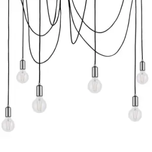 Image of Multi Light Ceiling Pendant 6 Bulb Chrome Steel Industrial Adjustable Hang Hook