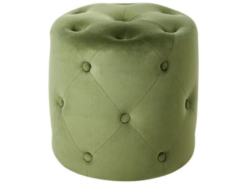 Image of Beliani Pouffe Corolla Velvet Olive Green