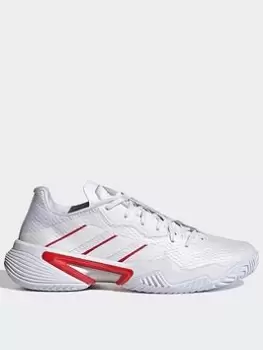 Image of adidas Barricade Tennis Shoes, White/Silver, Size 5, Women