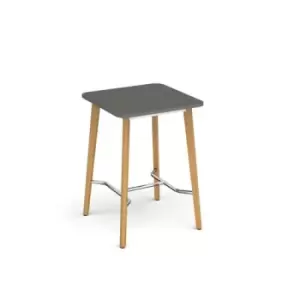 image of Saxon square poseur worktable with 4 oak legs 800mm - onyx grey