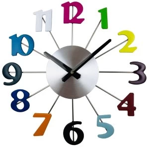 Multi Coloured Metal Wall Clock 38cm